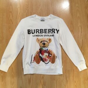 Burberry White Sweatshirt with Floral Teddy Graphic